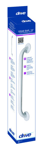 Powder Coated Grab Bar 16 Inch - White Steel Safety Rail - 250 lb Capacity