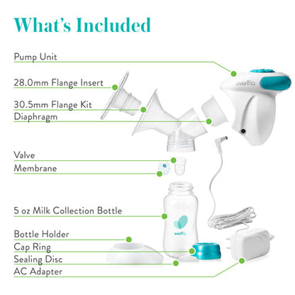 Evenflo Advanced Single Electric Breast Pump - Closed System, Multiple Flange Sizes