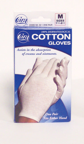 White Cotton Gloves Medium 7.5-8.5 (Pair) - Soft, Absorbent Skin Care Treatment