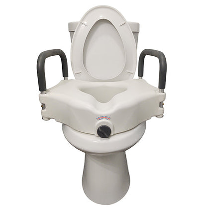 Blue Jay 5 Inch Raised Toilet Seat with Padded Arms and Secure Lock - Standard & Elongated Toilets