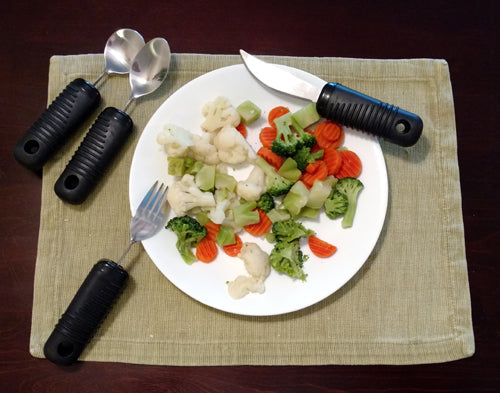 Big Grip Utensil Set for Weak Grip - Blue Jay Brand, Built-Up Handles, Dishwasher Safe