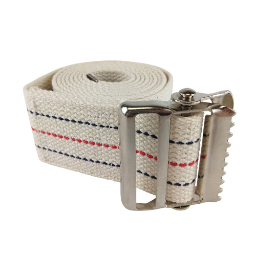 Blue Jay Gait Belt 2" x 60" Striped - Heavy Duty Cotton with Metal Buckle