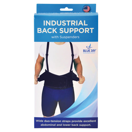 Blue Jay Industrial Back Support with Suspenders, X-Large - Black, Lower Back Pain Relief