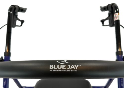 ROLL WITH ME Blue Steel Rollator with 6-inch Wheels, Padded Seat & Storage Pouch - Case of 2