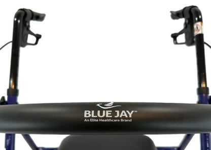 ROLL WITH ME Blue Steel Rollator with 6-inch Wheels, Padded Seat & Storage Pouch - Case of 2