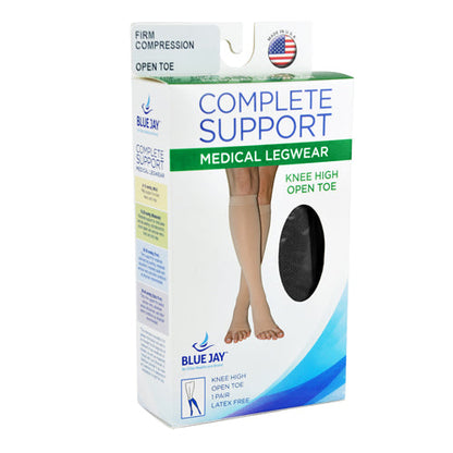 Firm 20-30 mmHg Compression Stockings Large Below Knee Black - For Varicose Veins & Edema