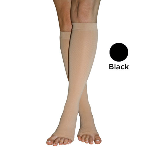 Firm 20-30 mmHg Compression Stockings Large Below Knee Black - For Varicose Veins & Edema