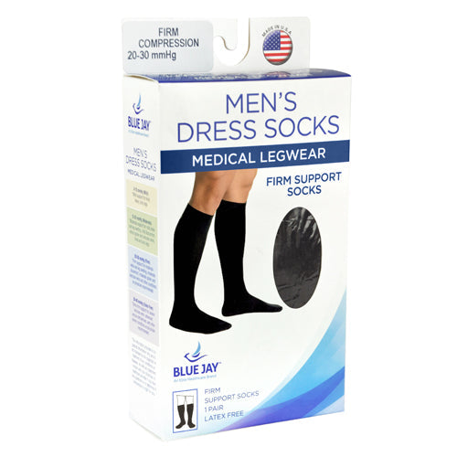 Men's 20-30 mmHg Compression Socks - Firm Support, Closed Toe - Black Medium