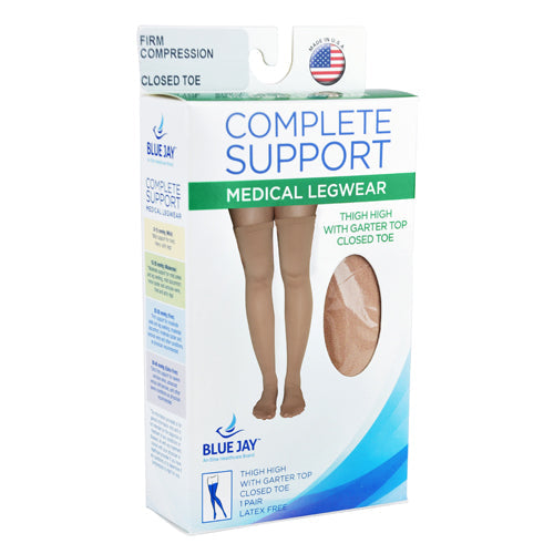 20-30 mmHg Thigh High Compression Stockings with Garter Top - Firm Support for Varicose Veins & Edema