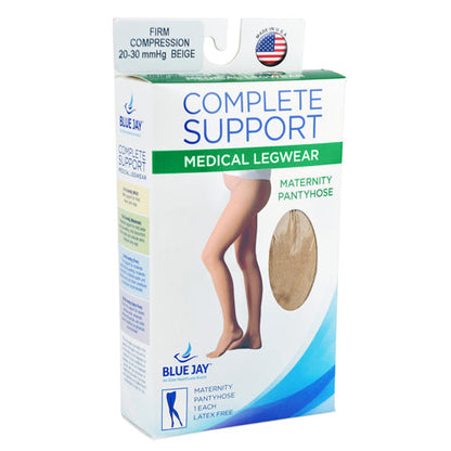 Firm Support Maternity Pantyhose 20-30 mmHg - Petite, Beige - Relieves Swelling