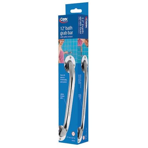 Carex 24-Inch Textured Chrome Grab Bar - Heavy Duty Bathroom Safety Rail