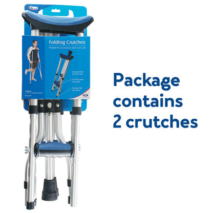 Carex Folding Crutches - Lightweight Aluminum, Adjustable Height, Universal Size Pair