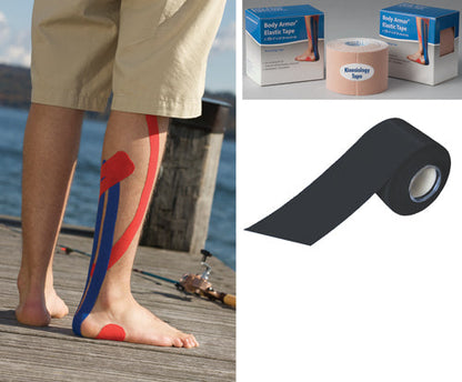Black Kinesiology Tape 2" x 16.5' - Elastic Athletic Sports & Injury Support
