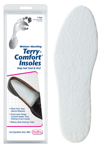 Terrycloth Insoles with Baking Soda for Odor Control - One Size Fits Most Pair