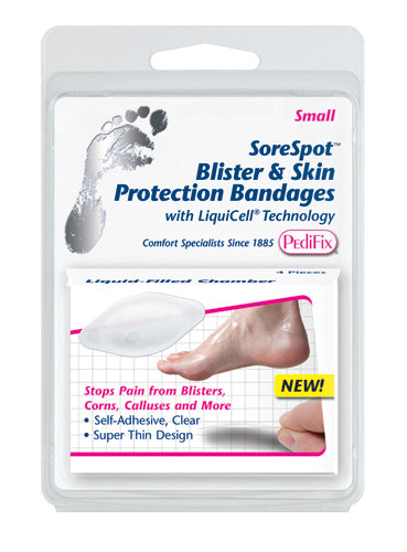 SoreSpot Large Blister Prevention Bandages (Pk/4) - Liquid-Filled Protection for Feet, Heels & Bunions