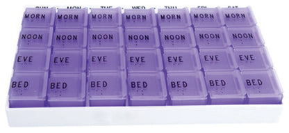 MediChest 7-Day Pill Organizer with Braille, 4 Compartments Per Day