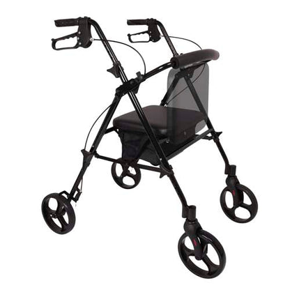 ProBasics Deluxe Aluminum Rollator, Height Adjustable, Padded Seat, 300 lb Capacity, Black