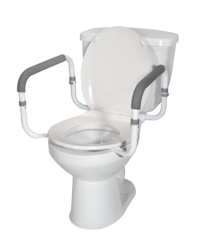 Adjustable Toilet Safety Rail with Padded Handles for Elderly & Handicap - Sit to Stand Assistance