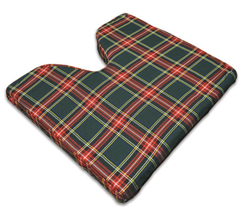 Coccyx Wheelchair Cushion, Plaid, 16 x 18 x 2, Pressure Relief, Fire Retardant Foam