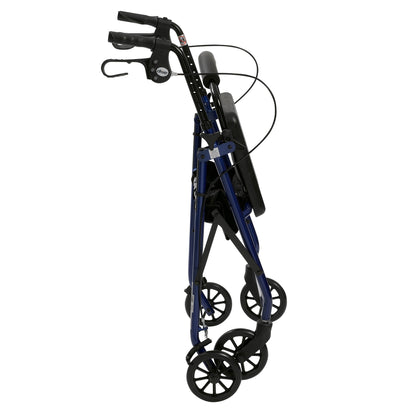 Drive Rollator Walker, 4-Wheel, Padded Seat, Pouch, Adjustable Height, Blue
