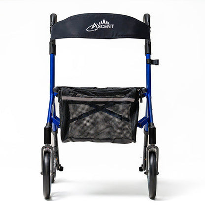 Ascent Euro-Style Rollator - Cobalt Blue - Lightweight 4-Wheel Walker with Adjustable Seat & Backrest