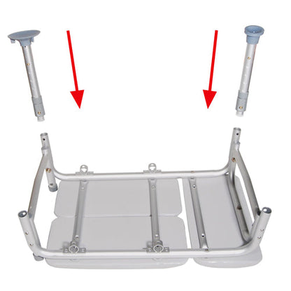 Padded Transfer Bench with Adjustable Height and Pinch-Free Assembly, Gray