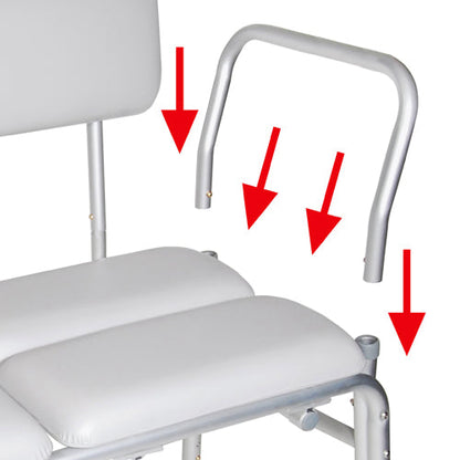 Padded Transfer Bench with Adjustable Height and Pinch-Free Assembly, Gray