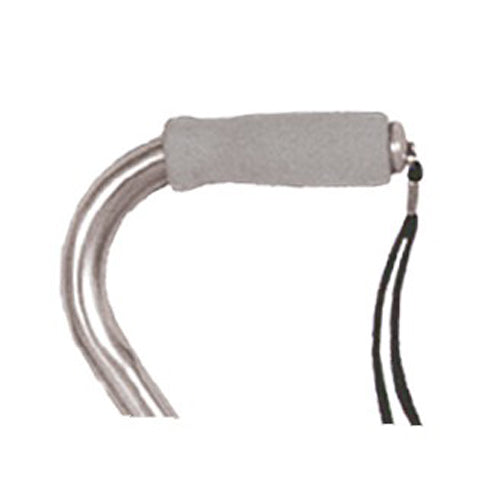 Deluxe Silver Adjustable Offset Cane with Comfort Grip & Wrist Strap