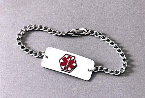 Diabetic Medical Alert Bracelet - Stainless Steel Identification Jewelry - 8.5 Inch