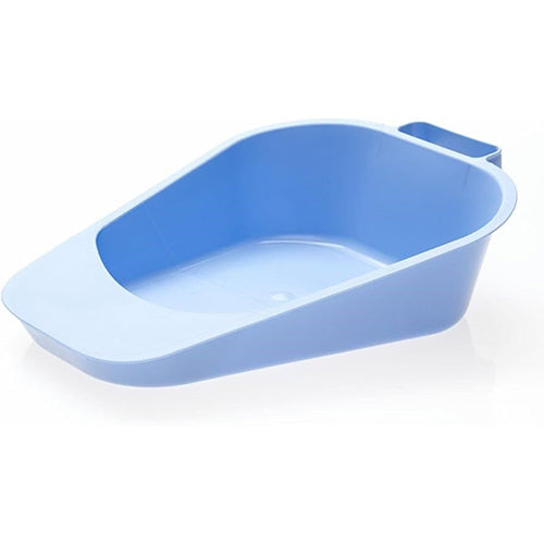 Autoclavable Fracture Bed Pan with Loop Handle - Blue, 12.5 x 9.25 Inches