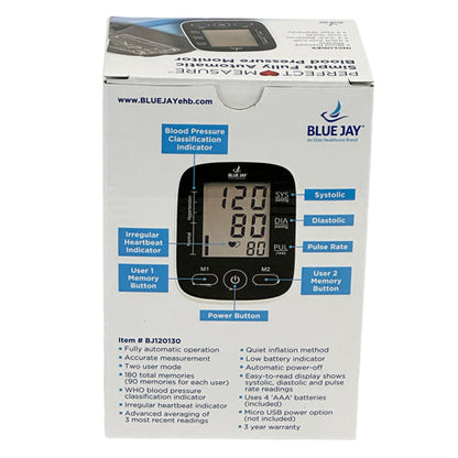 Perfect Measure Automatic Blood Pressure Monitor - Two User Mode, 180 Memories, Universal Cuff