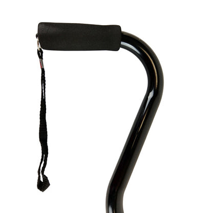 Blue Jay Soft Foam Offset Handle Cane, Black, Adjustable Aluminum Walking Cane with Wrist Strap