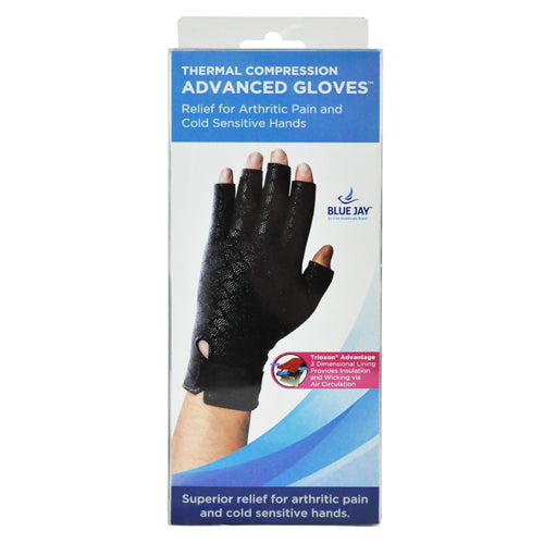 Blue Jay Arthritis Gloves MD, Compression for Pain Relief, Black, 1 Pair