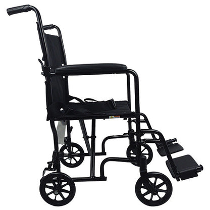 Lightweight 19" Aluminum Transport Wheelchair - Blue Frame, Foldable Back