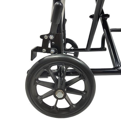 Lightweight 19" Aluminum Transport Wheelchair - Blue Frame, Foldable Back