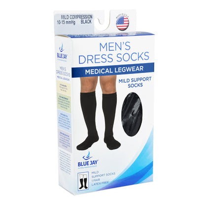 Men's Mild Compression Socks 10-15 mmHg - Black - Small/Medium - for Circulation & Travel