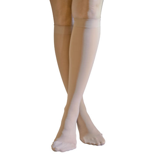 Anti-Embolism Stockings Large 15-20 mmHg Below Knee Closed Toe - Beige