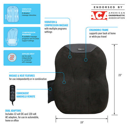 Portable Compression Back Massager with Heat for Car & Home by ObusForme