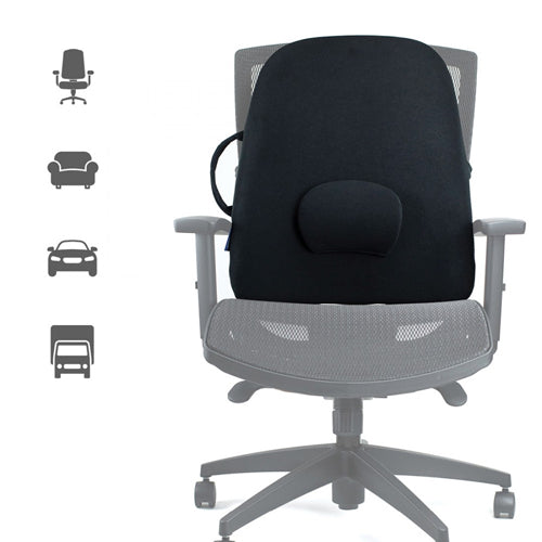 ObusForme Wideback Backrest Support - Extra Wide Lumbar Cushion for Broad Backs - Black
