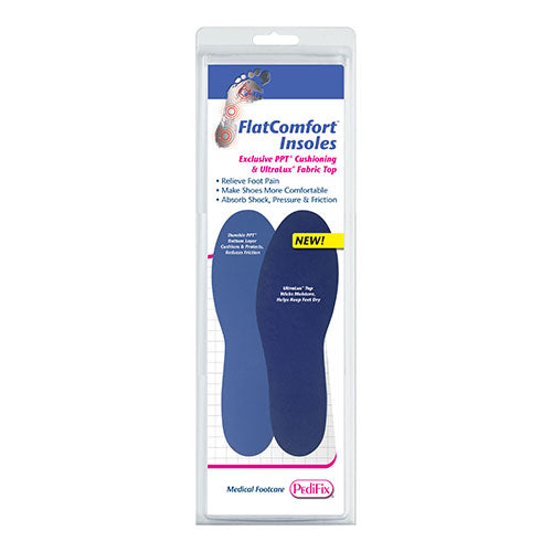FlatComfort Insoles Small Pair - Women's Size 9/10 - PPT Shock Absorption & Moisture Wicking