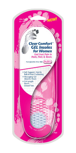 Clear Comfort Gel Insoles for High Heels, Flats & Boots - Women's Size 6-10