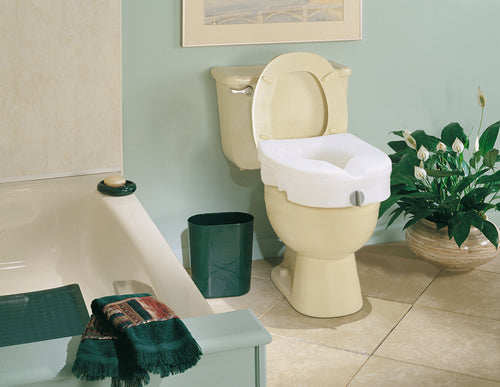 Carex E-Z Lock 5-Inch Raised Toilet Seat with Handles - Elevated Toilet Seat for Elderly & Handicap - 300 lb Capacity