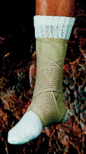 Double Strap Ankle Support for Sports - Beige Compression Brace - Small (7 1/2 - 8)