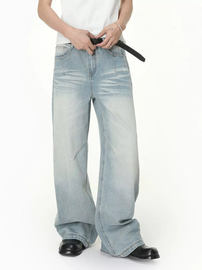 Men's Vintage Wash Wide Leg Jeans