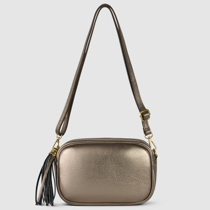 Metallic Calf Leather Crossbody Bag