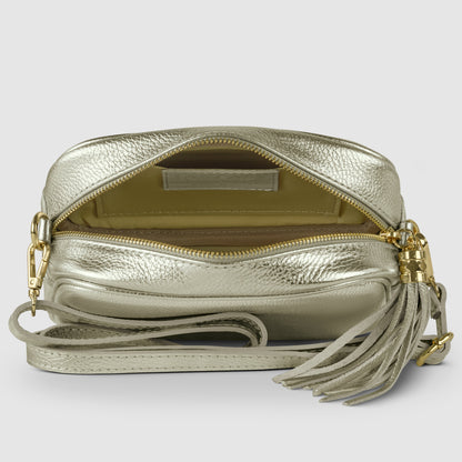 Metallic Calf Leather Crossbody Bag