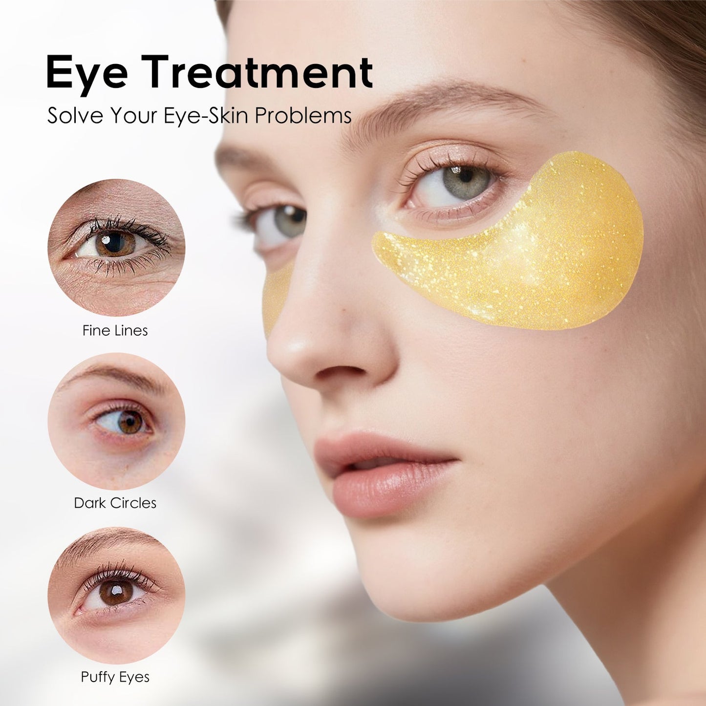 Golden Peptide Collagen Eye Mask, Moisturizing Eye Patches For Puffy Eyes And Dark Circles, 60PCS Hydrating Skincare