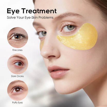 Golden Peptide Collagen Eye Mask, Moisturizing Eye Patches For Puffy Eyes And Dark Circles, 60PCS Hydrating Skincare