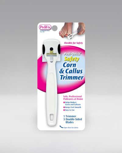 PediFix Safety Corn & Callus Trimmer - Gentle Foot Exfoliator with 3 Blades