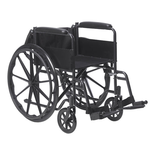 Wheelchair, 18", Fixed Arms, Swing-Away Footrests, 250 lb Capacity